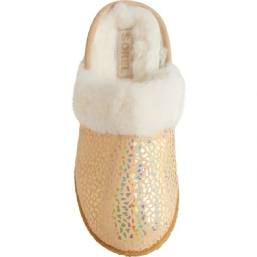 Sorel Nakiska Slide II Faux Fur Slippers Youth Size‎ 7/EU 39 - Ceramic Gum - NWB